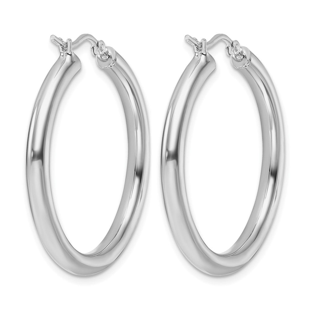 10K White Gold Polished Hinged Hoop Earrings