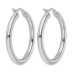 10K White Gold Polished Hinged Hoop Earrings