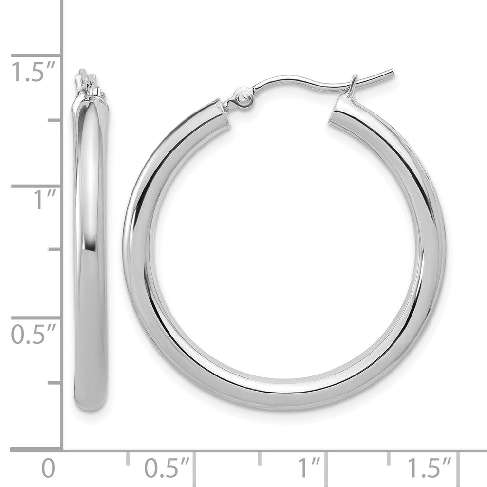 10K White Gold Polished Hinged Hoop Earrings