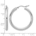 10K White Gold Polished Hinged Hoop Earrings
