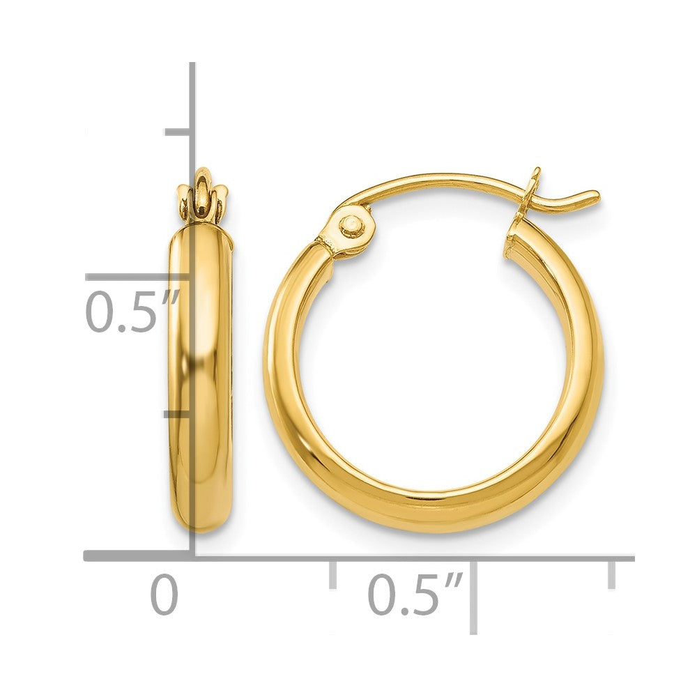 14k 2.75x16mm Polished Tube Hoop Earrings