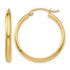 14k 2.75x25mm Polished Tube Hoop Earrings