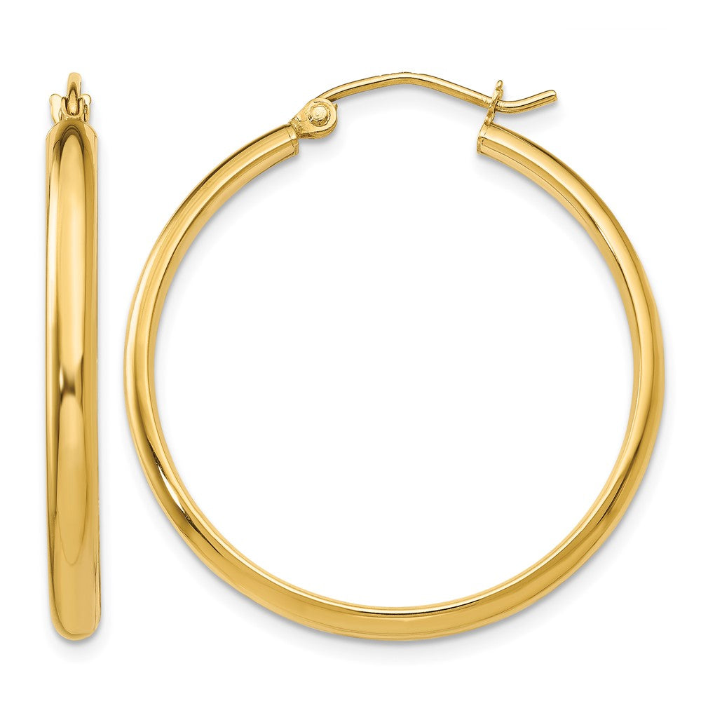 14k 2.75x30mm Polished Tube Hoop Earrings