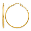 14k 2.75x40mm Polished Tube Hoop Earrings