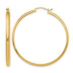 14k 2.75x40mm Polished Tube Hoop Earrings