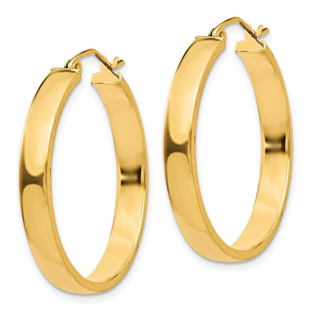 14k 4x28mm Polished Tube Hoop Earrings