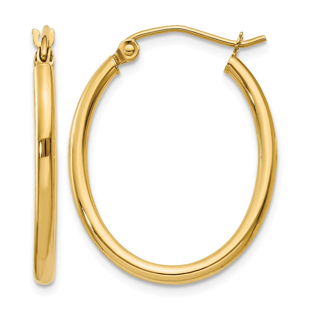 14k 2x24mm Oval Polished Tube Hoop Earrings