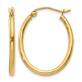 14k 2x24mm Oval Polished Tube Hoop Earrings