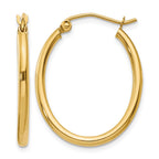 14k 2x24mm Oval Polished Tube Hoop Earrings