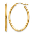 14k 2x30mm Oval Polished Tube Hoop Earrings