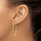 14k 2x35mm Oval Polished Tube Hoop Earrings