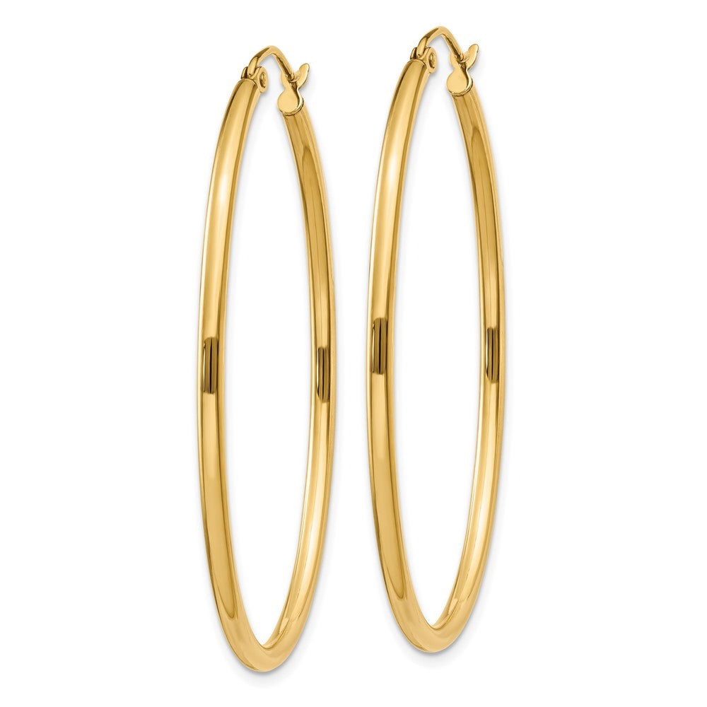 14k 2x47mm Oval Polished Tube Hoop Earrings