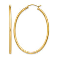 14k 2x47mm Oval Polished Tube Hoop Earrings