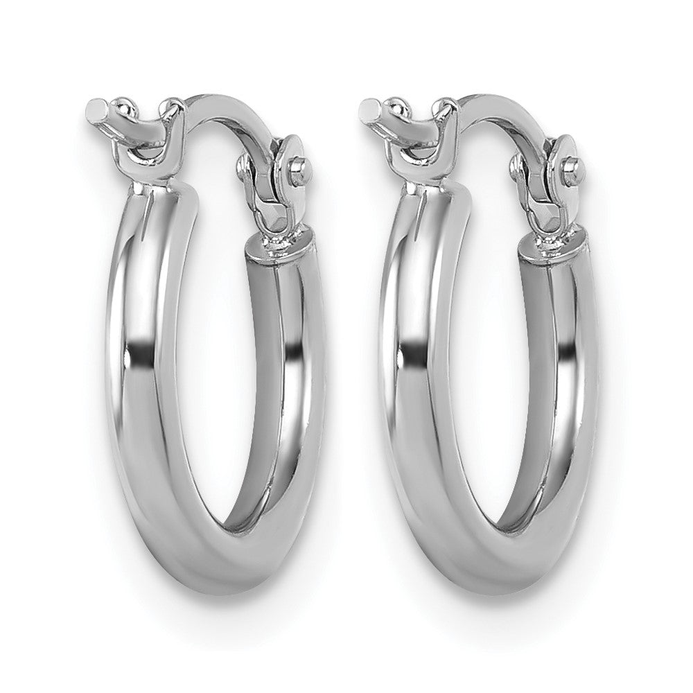 10K White Gold Polished Hinged Hoop Earrings