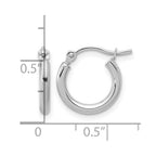 10K White Gold Polished Hinged Hoop Earrings