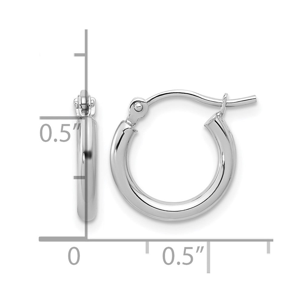 10K White Gold Polished Hinged Hoop Earrings