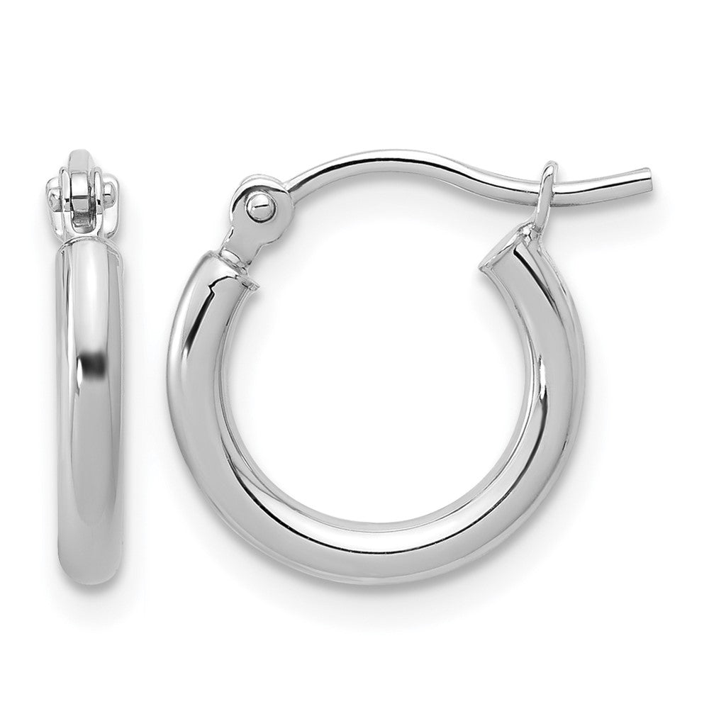 10K White Gold Polished Hinged Hoop Earrings