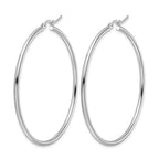 10K White Gold Polished Hinged Hoop Earrings