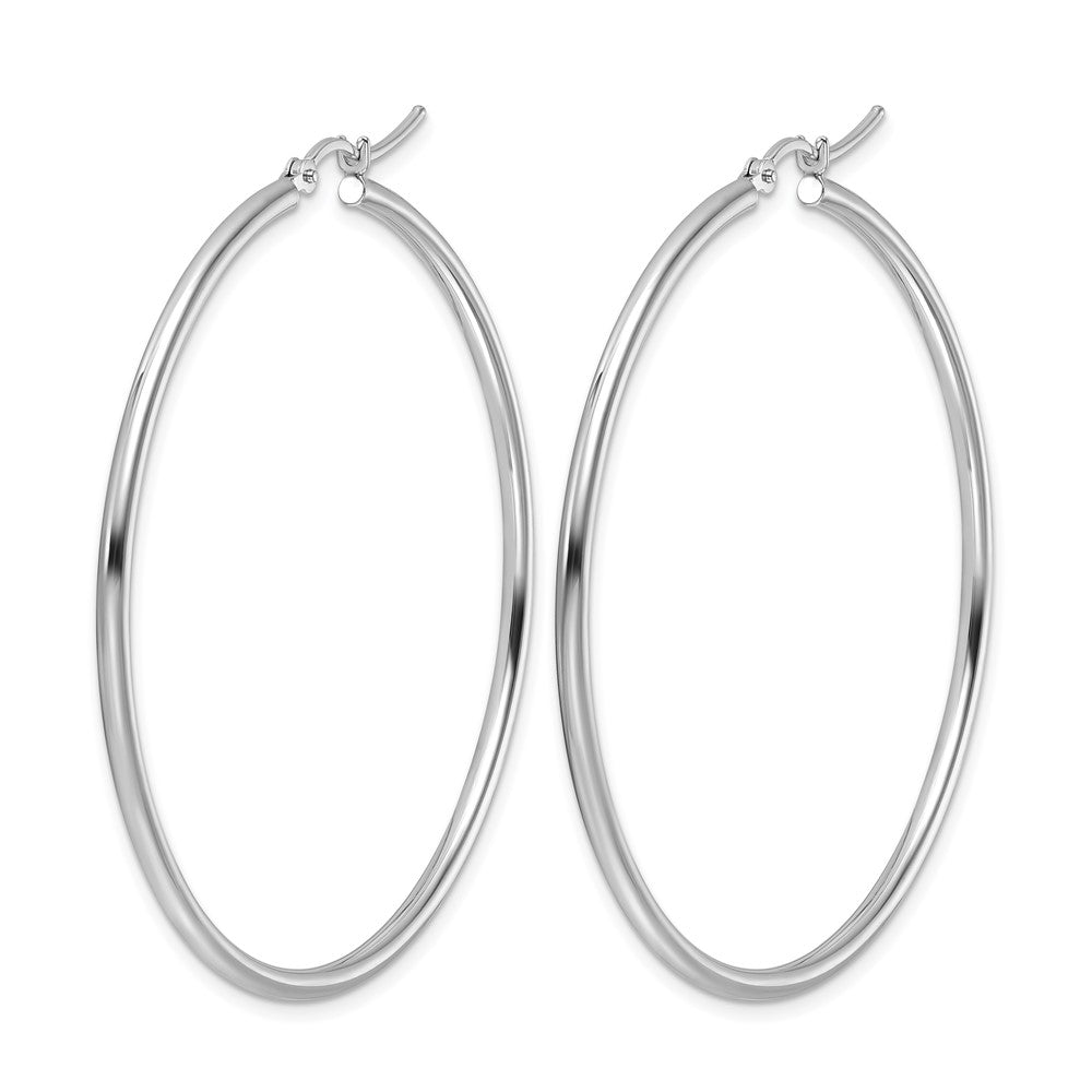 10K White Gold Polished Hinged Hoop Earrings