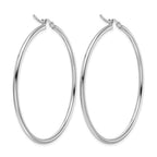 10K White Gold Polished Hinged Hoop Earrings