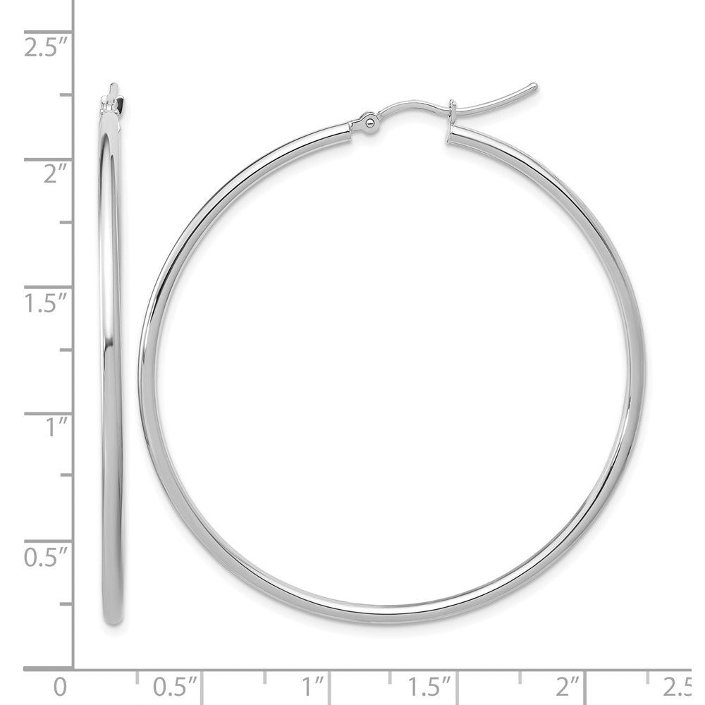 10K White Gold Polished Hinged Hoop Earrings