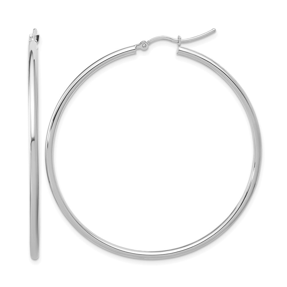 10K White Gold Polished Hinged Hoop Earrings