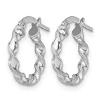 10K White Gold Textured Twisted Hinged Hoop Earrings