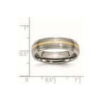 Chisel Titanium Brushed Center with 14k Gold Inlay 6mm Ridged Edge Band