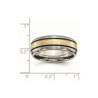 Chisel Titanium Antiqued and Brushed with 14k Gold Inlay 8mm Grooved Band