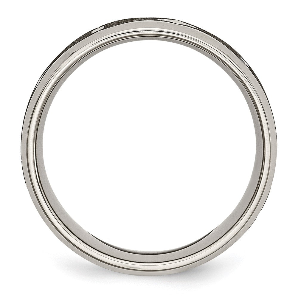 Titanium Brushed & Polished Laser Design 8mm Beveled Edge Band