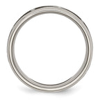 Titanium Brushed & Polished Laser Design 8mm Beveled Edge Band
