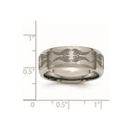 Titanium Brushed & Polished Laser Design 8mm Beveled Edge Band