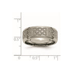 Chisel Titanium Brushed and Polished Celtic Laser Design 8mm Beveled Edge Band