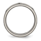 Chisel Titanium Brushed and Polished Cross Laser Design 8mm Beveled Edge Band