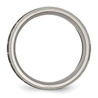Chisel Titanium Brushed and Polished Greek Key Laser Design 8mm Beveled Band