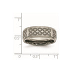 Chisel Titanium Brushed and Polished Celtic Laser Design 8mm Beveled Edge Band