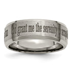 Chisel Titanium Brushed and Polished Serenity Laser Design 8mm Beveled Band
