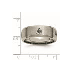 Chisel Titanium Brushed and Polished Masonic Laser Design 8mm Beveled Edge Band