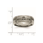 Chisel Titanium Brushed and Polished Claddagh Laser Design 8mm Beveled Edge Band