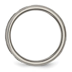 Chisel Titanium Brushed and Polished Cross Laser Design 8mm Beveled Edge Band