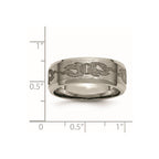 Chisel Titanium Brushed and Polished Cross Laser Design 8mm Beveled Edge Band