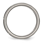 Chisel Titanium Brushed and Polished Flames Laser Design 8mm Beveled Edge Band