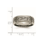 Chisel Titanium Brushed and Polished Flames Laser Design 8mm Beveled Edge Band