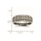 Chisel Titanium Brushed and Polished Celtic Laser Design 8mm Ridged Edge Band