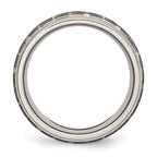 Chisel Titanium Brushed and Polished Laser Design 8mm Ridged Edge Band