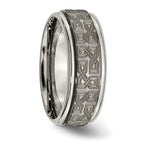 Chisel Titanium Brushed and Polished Laser Design 8mm Ridged Edge Band