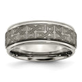 Chisel Titanium Brushed and Polished Laser Design 8mm Ridged Edge Band