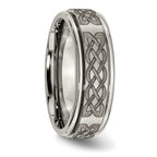 Chisel Titanium Brushed and Polished Celtic Laser Design 8mm Ridged Edge Band