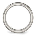 Chisel Titanium Brushed and Polished Cross Laser Design 8mm Ridged Edge Band