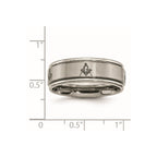 Chisel Titanium Brushed and Polished Masonic Laser Design 8mm Ridged Edge Band